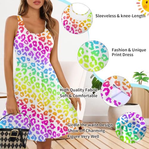 Image of uideazone Women Funny Print Sleeveless U Neck A Line Casual Midi Dress