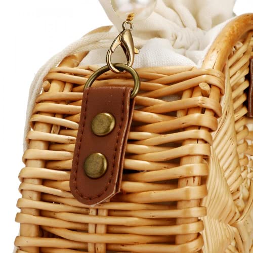 Image of Beach Bag Purse for Women, Natural Hand-woven Rectangular Wicker Handbag, Pearl Basket Purse, Retro Summer Straw Tote Bag