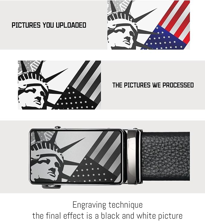 Asakora Personalized Leather Ratchet Belt for Men, Custom Engraved 1 3/8" Dress Casual Belt, Size Adjustable, Men's Gift3