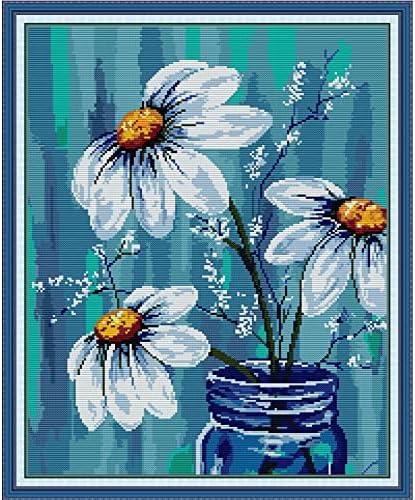 Bilrost Cross Stitch Kits Stamped Full Range of Embroidery Kits for Adults DIY 11CT Cross Stitches kit Embroidery Patterns for Needlepoint kit-Chrysanthemum 19.7x23.6 inch