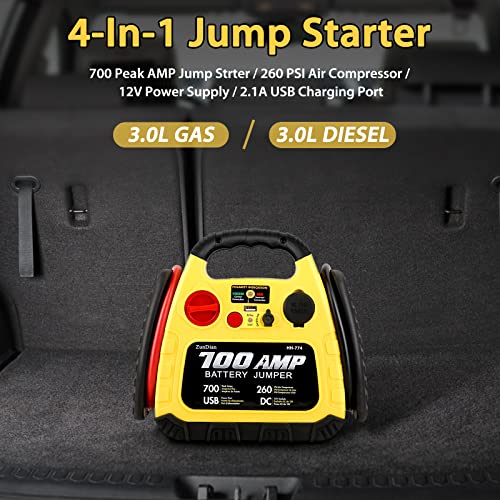 ZunDian Car Battery Jump Starter with Air Compressor Portable Tire