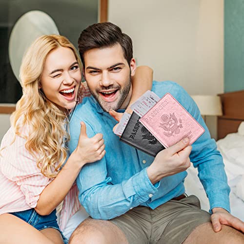Image of Passport and Vaccine Card Holder Combo, Passport Cover with Vaccine Card Slot, Wallet, Passport Case Holder for Women and Men（AE-Rose gold