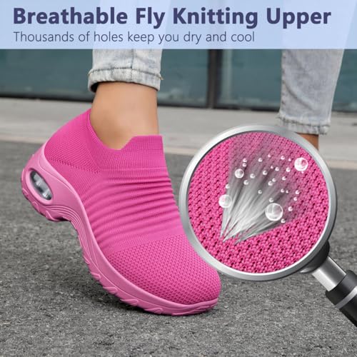 Image of Non Slip Work Shoes Women, Slip On Sneakers Women,Work Shoes Walking Gym Nurse Mesh Casual Fashion Sneakers Comfort Breathable Lightweight