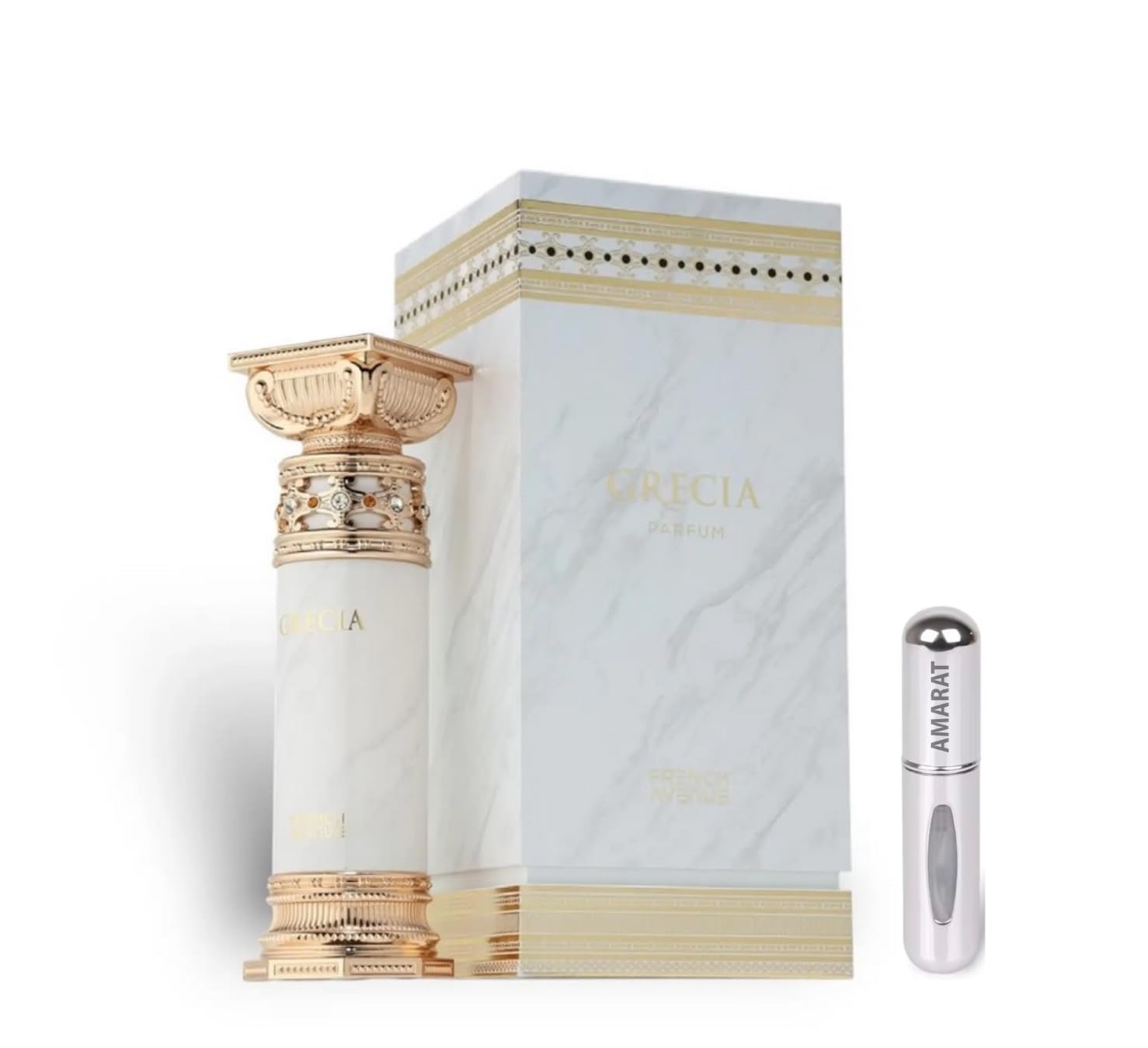 Perfume Grecia Eau de Parfum 100 ml, Perfume Árabe Unisex de Larga Duración, Incluye Atomizador Recargable 5ML, Fragacia Floral Gourmand con Notas de Leche, Tuberosa y Vainilla (Grecia)