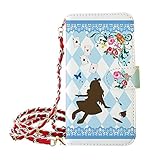 sslink SH-04H/SHV34/506SH/STAR WARS mobile AQUOS ZETA/AQUOS SERIE/AQUOS Xx3 対応 手帳型 スマホ ケース アリス【ブルー】 不思議の国 プリンセス チェーン 付き (レッド) ダイアリータイプ 横開き カード収納 フリップ カバー スマートフォン