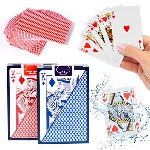 Bogoro Plastik Standard Spielkarten,2 Kartendecks,Pokerkarten Plastik Kartenspiel,Kartendeck Pokerkarten Plastik,Professionelle Plastik Pokerkarten für Blackjack, Canasta Kartenspiel