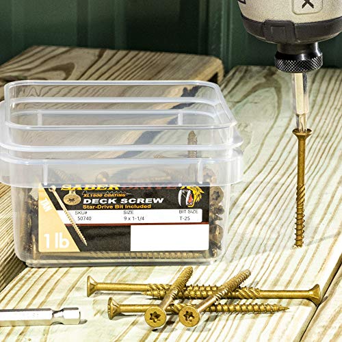 #9 x 1-1/2" Saberdrive Tan XL1500 Coated Exterior Star Drive Multi-Purpose Deck Screws 1 LB, Aproximadamente 153 Piezas miniatura 5