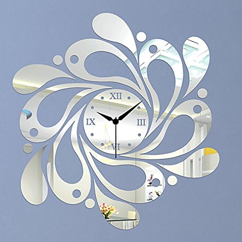 Wall Clock DIY Made of Acrylic Material, Dewdrops Asymmetric, Like Mirror, Modern Design, for Home Living Room Bedroom Kitchen Baby Child Novelty Luxury Crystal Wall Silent Watch Extra Large