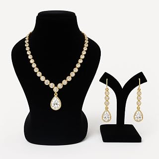 DISPLAY ZONE Necklace stand Wooden Jewelry Necklace Earring Display contract stand showpiece Earring necklace stand (Blac... Price In India