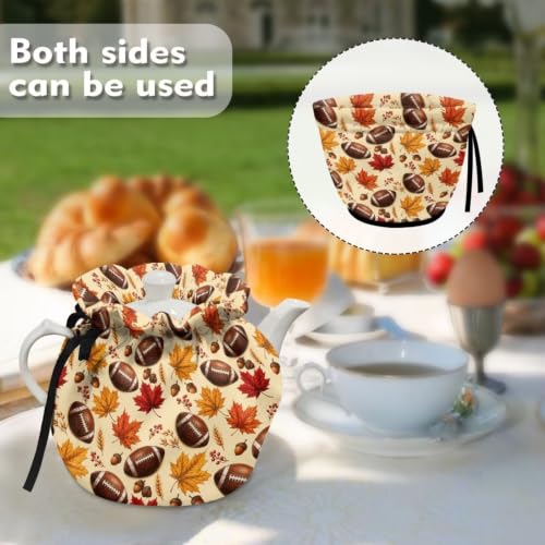 Image of Fall Tea Cozy Insulated Kitchen Kettle Cover Football Tea Pot Dust Covers for Keeping Warm Home Kitchen Decor for Party