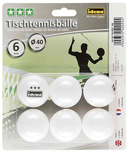 Idena 7440022 - 6 Table Tennis Balls, 3 Star, White