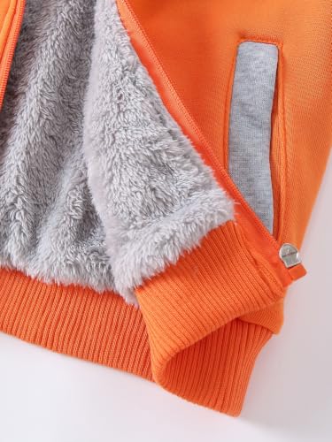 Image of Kids Boys Zip-Up Hooded Sherpa Lined Jacket Fleece Sweatshirts Coat
