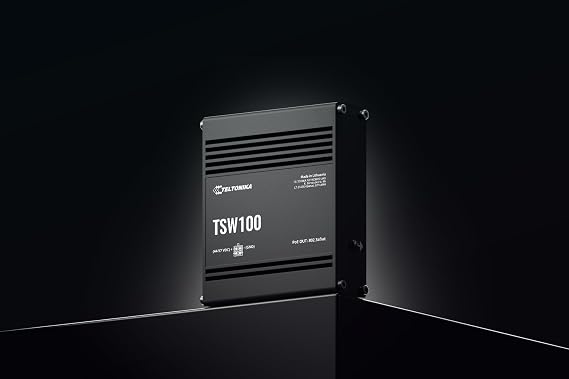 Teltonika TSW100 TSW100010010 Industrial Unmanaged PoE+ Ethernet Switch, 5X Gigabit Ethernet, 4X PoE+ Ports, 120W PoE Budget, Plug-and-Play, North America Version