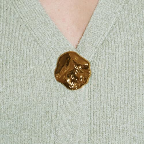 Image of URBAN REVIVO Women's Cardigan Sweaters Short Sleeve V Neck Gold Button Down Cropped Knit Casual Summer Tops