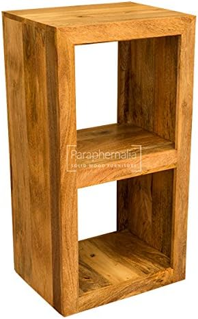 Paraphernalia Ambala cube solid mango wood two hole cube display (storage cube/display unit)