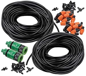 Royal Gardineer Zubehör zu Hochbeet Bewässerung: 46-teiliges Pflanzen-Bewässerungssystem, 2x20 m Schlauch, zuschneidbar (Bewässerungssystem Hochbeet, Bewässerung Set, Gartenschlauch)