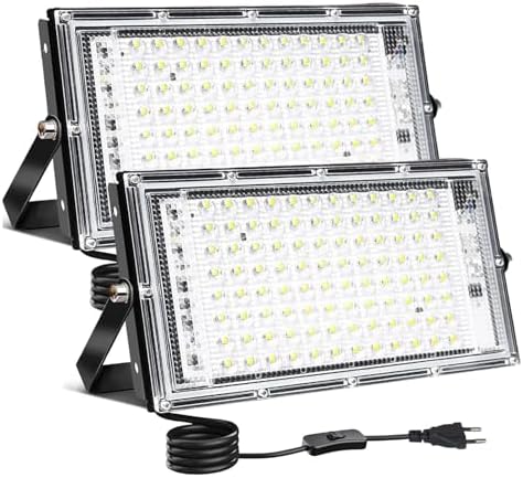TOPAUBUB 200W LED Strahler Set - 2x 20000LM Außenstrahler IP66 Für Garten & Hof