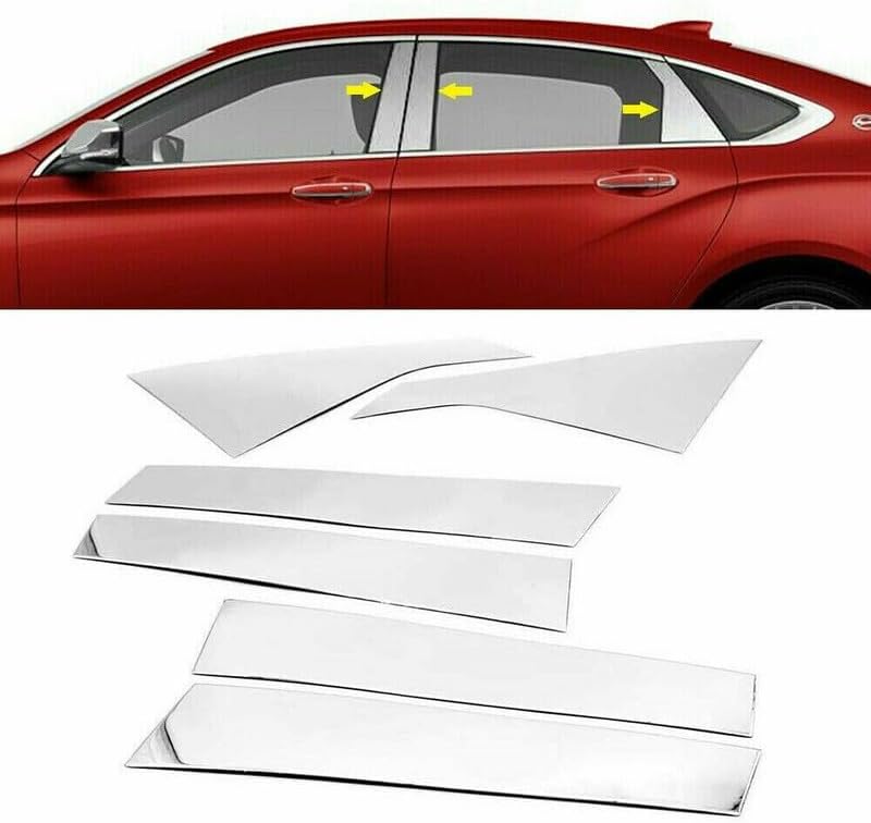 Chrome Pillar Posts Trims Compatible with 2014-2020 Chevy Impala LT LS Premier Door Trims Mirrored Cover 6Pcs