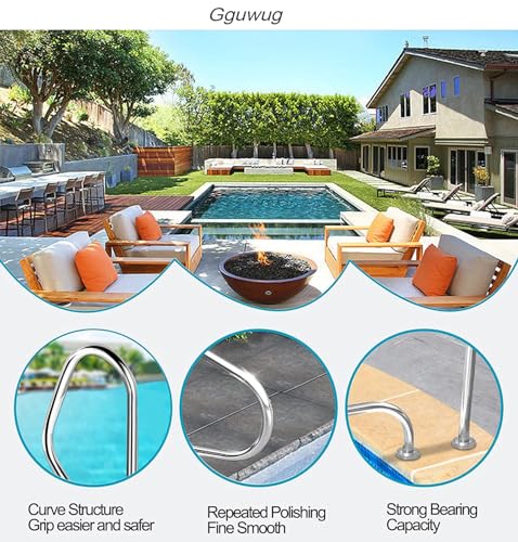 Pasamanos para piscina, barra de agarre de fácil montaje con tornillos autorroscantes para piscinas de patio, diseño duradero y seguro, 78 x 57 cm
