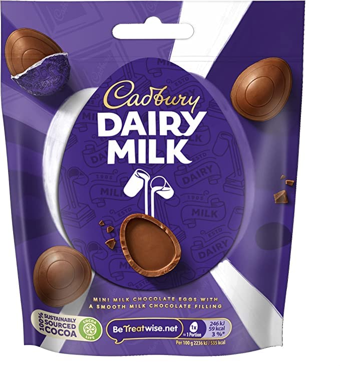 Cadbury Dairy Milk Miniature Chocolate Egg Bag, 77g Easter, Egg Hunt