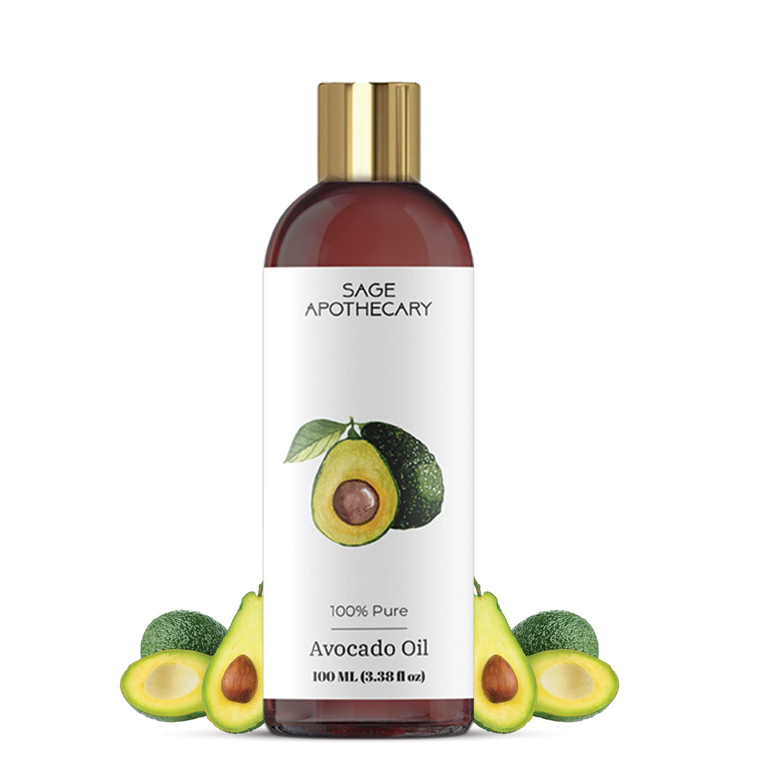 Sage Apothecary Avocado oil rich in antioxidants, biotin, and vitamins | Hydrating and Nourishing | For healthy skin and hair |100 ML