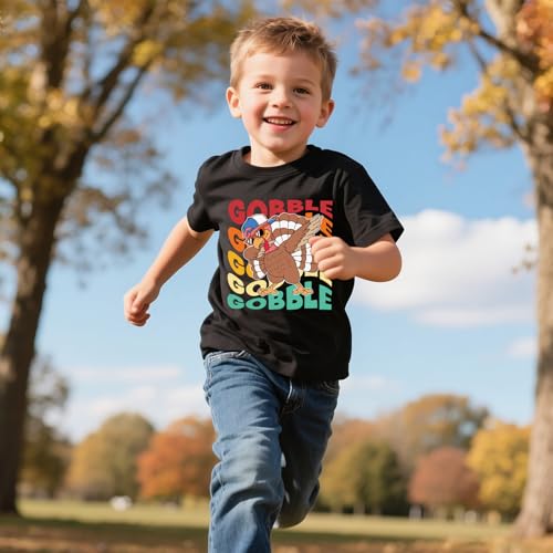 Thanksgiving Shirt Boys Girls Cute Turkey Graphic T-Shirt Thankful Cotton Short Sleeve Tee 1-10 Years3