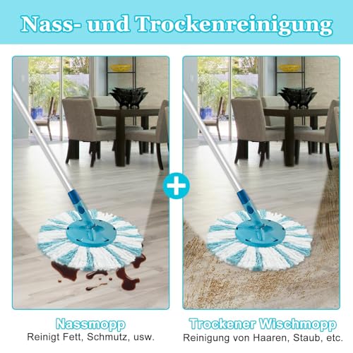 Frogetu 4 Stück Ersatzkopf Kompatibel mit Leifheit Clean Twist Disc Mop,2-Faser-System Bodenwischer Ersatzbezug,Wischmopp Bodenwischer Ersatzteile Sehr Saugfähiger