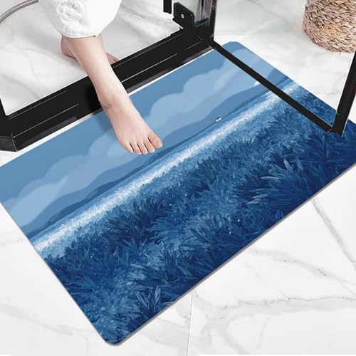 Tapis salon antidérapant lavable en machine herbe aquarelle 45x75 - 5
