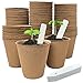 INCIKITI 40Pcs 3.15 Inch Peat Pots, Biodegradable Eco-Friendly Round Plant Seedling Starters Kit, Seed Germination Trays with 10 Labels for Flower Vegetable Tomato Saplings & Herb Germination, Khaki