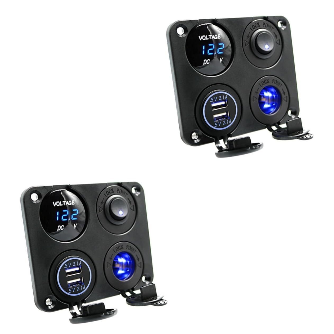Hemobllo 2 Pezzi 4 1 Caricabatterie con Doppia Presa Usb Voltmetro a Led 12- V Caricabatterie Universale per Auto E Barca 2.1 a Presa Voltmetro Usb per Camper