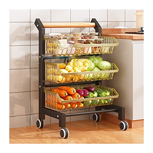 Estantería de cocina multicapa con ruedas y cestas para frutas CL 2