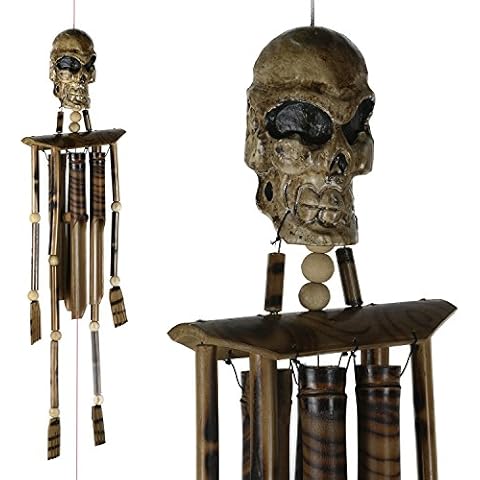 ART-CRAFT WSVO002 Windspiel Mobile Klangspiel Outdoor Indoor Skull - Skelett aus Holz und Bambus Cover