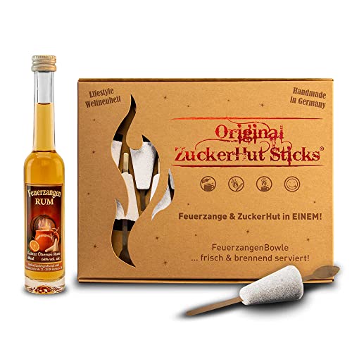 Feuerzangentasse ZuckerHutSticks, 12 Stück, Zucker, mit Rum 40ml - für Heißgetränke (Glühwein, Feuerzangenbowle, etc.) und Cocktails Cover