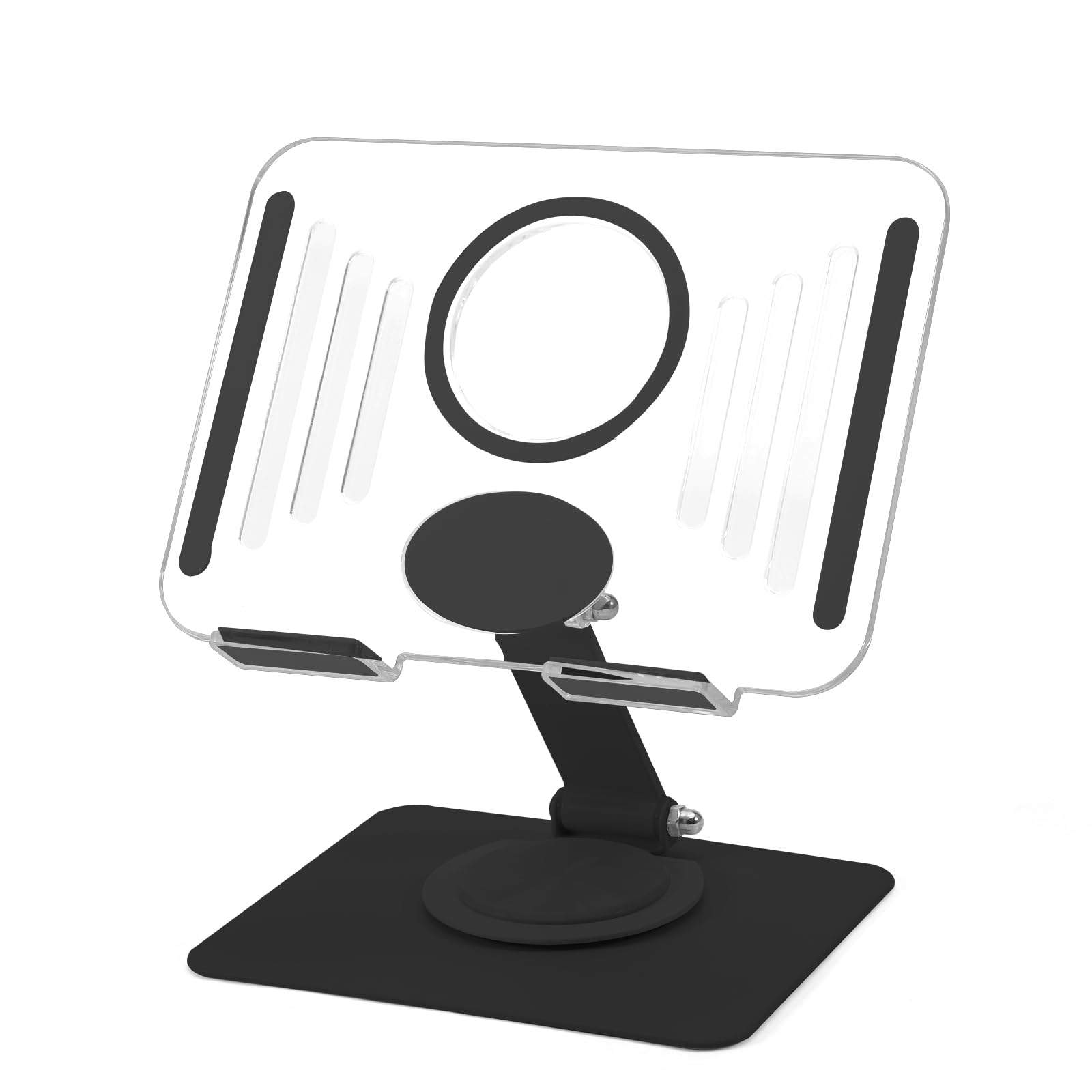 Soporte transparente ajustable para tableta, soporte plegable de acrílico, base de aluminio giratoria de 360 grados para escritorio de oficina en casa, soporte portátil para iPad para