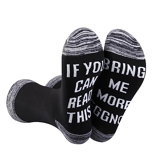 CENWA 1 Pair Eggnog Socks Eggnog Lover Socks Eggnog Gift If You Can Read This Bring Me More Eggnog Socks3