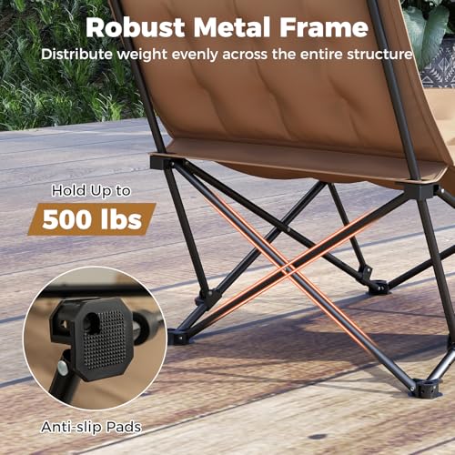 Silla de Camping Plegable Portátil Goplus, 4 Posiciones con Cojín, Soporta 500 Libras, Bolsillo Lateral y Bolsa de Transporte, para Exterior miniatura 6