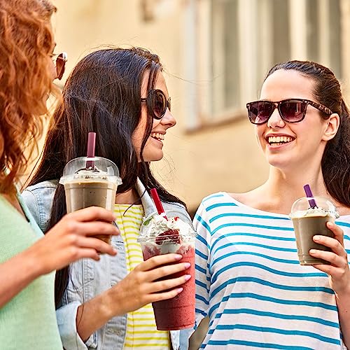 Green Direct 9 oz. Disposable Clear Plastic Drinking Cups with Lids for Iced Coffee, Bubble Boba Tea, Cold Drinks & Smoothie Pack of 100