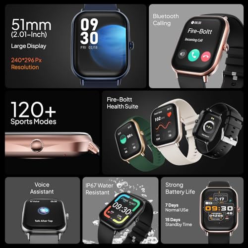 Fire-Boltt Newly Launched Ninja Call Pro Max Flair Smart Watch 2.01 inch Display, Bluetooth Calling, 120+ Sports Modes, Health Suite, Voice... - Image 3