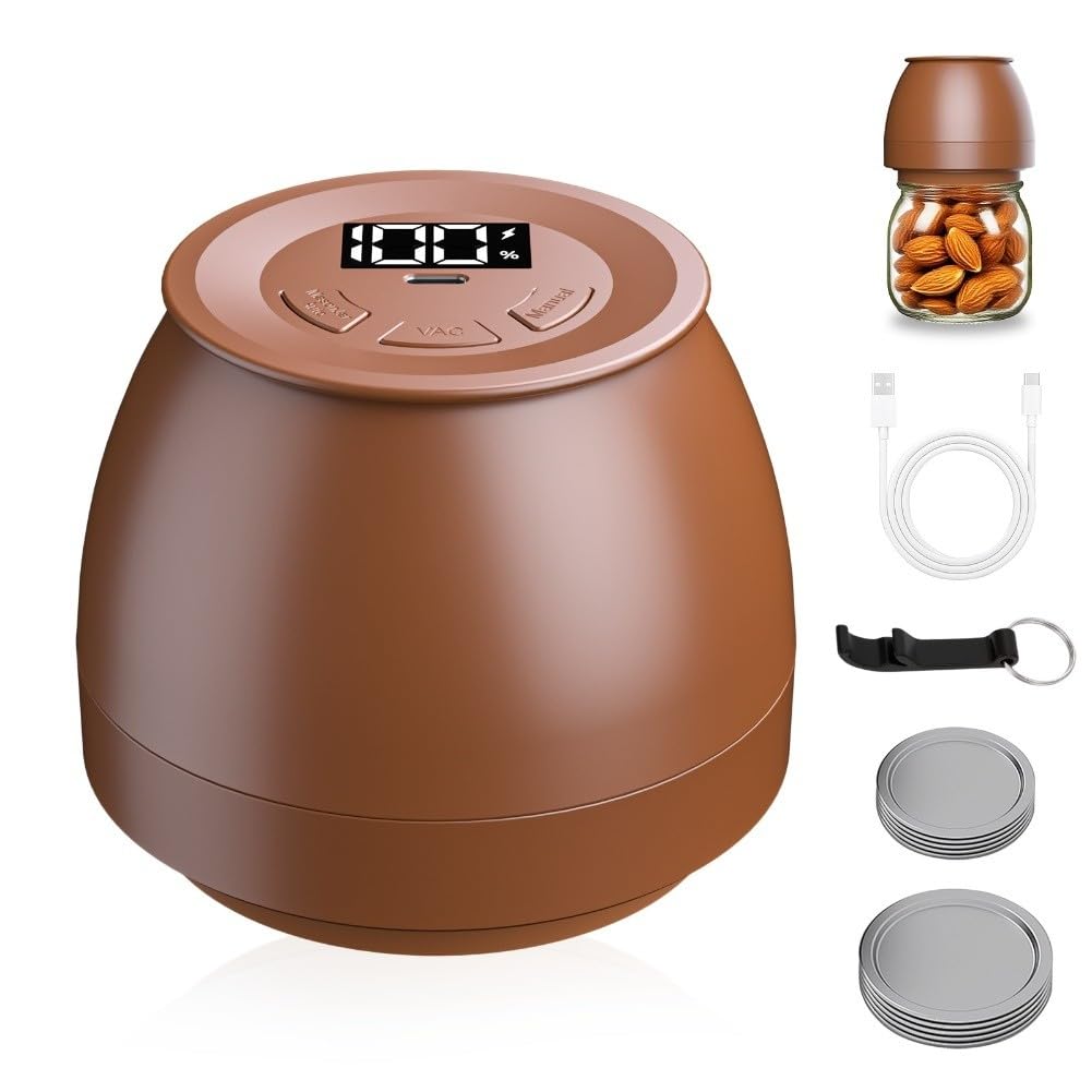 Bocaux électriques sans fil pour scelleuses sous vide, conservation automatique des aliments 1200 mAh avec écran LCD, dispositif d'étanchéité portable pour usage domestique et extérieur