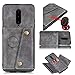 Ranyi OnePlus 7 Pro Case, Wallet Cover with Credit Card Holder Slots Kickstand [Fits Magnetic Car Mount] PU Leather Double Buckle Wallet Purse Protective Case for OnePlus 7 Pro (2019), Gray