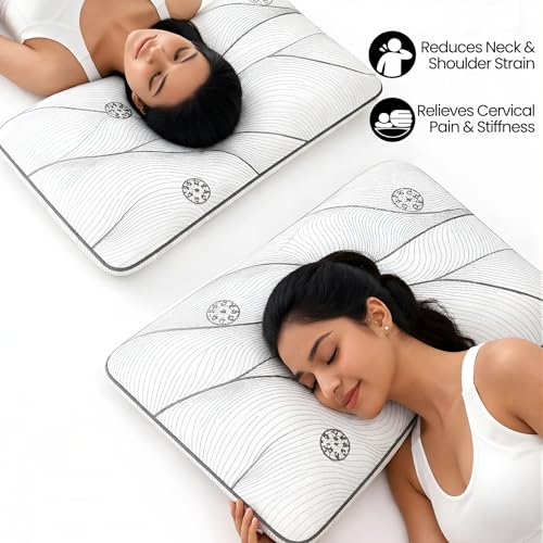 Image of Sove Ultra Slim Memory Foam Pillow | Set of 1 | Size 2.5x24x15.5 Inch | for Low Height Sleep | Slim Profile | Neck Support Pillow | Lightweight, Portable & Travel Friendly | Sleeping Thin Pillow