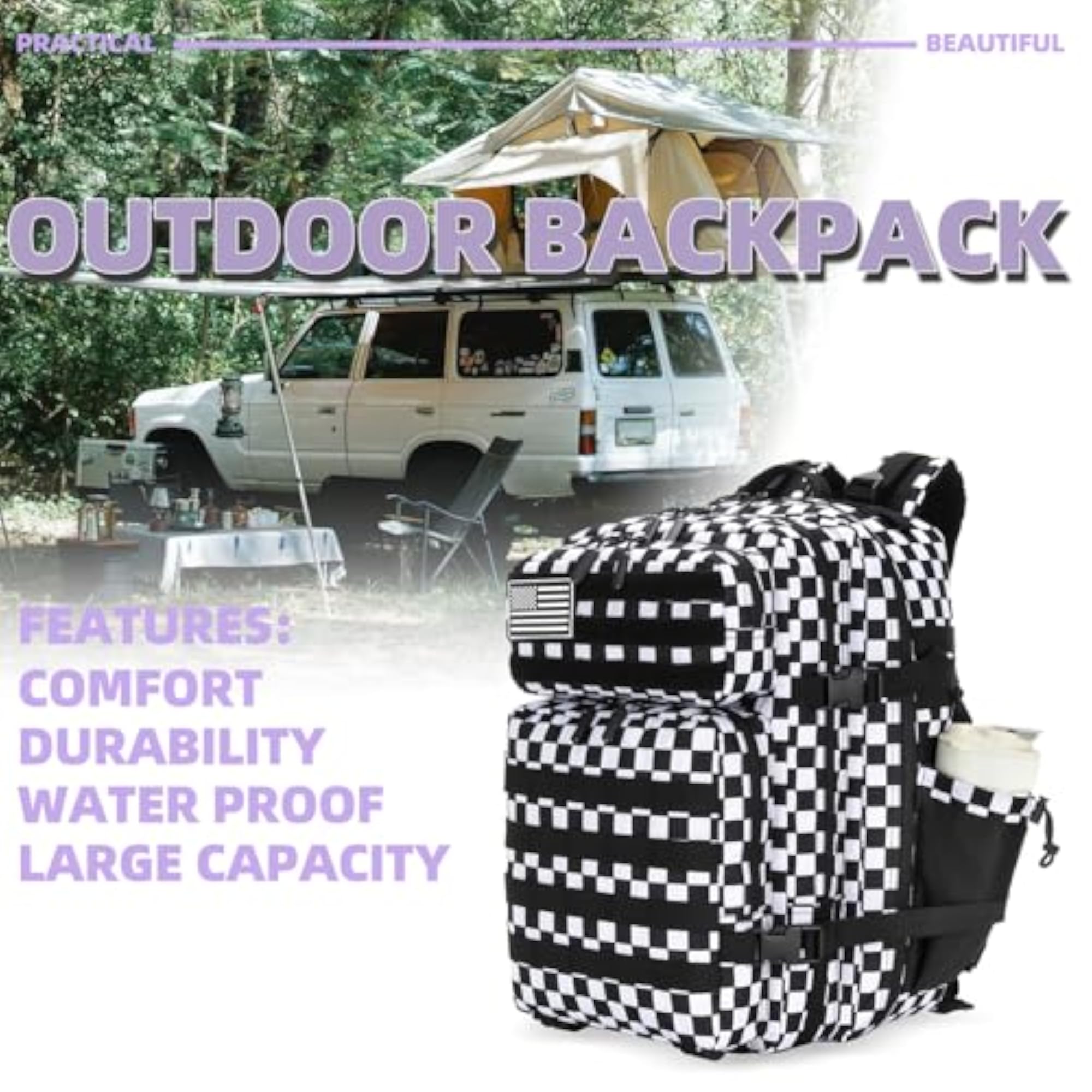 25L Waterproof Tactical Backpack for Men and Women