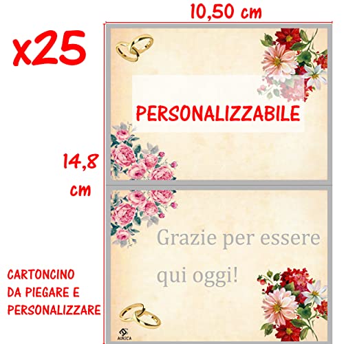 Aurìca Segnaposto Matrimonio 25 Cartoncini