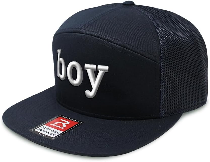 Mesh Cap Hat Snapback Hat Boy Son B Flat Bill Hat Trucker Cap Hat 7 Panels