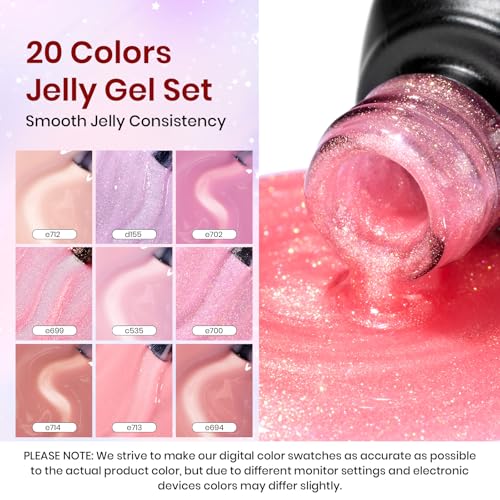 Image of Beetles Jelly Gel Nail Polish Set, 20 Colors Nude Pink Gel Nail Kit