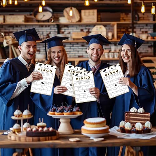 Image of Partico Graduations Bingo Cards, Find The Guest Bingo Game Cards | Graduation Game for 24 Players, Grad Party Ice Breaker Games, Graduation Celebration Party Supplies