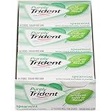Trident Purely Spearmint Sugar Free Gum, 14 Count, Pack of 12