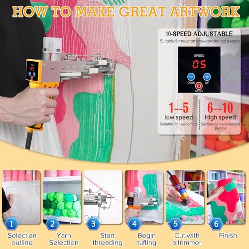Image of Rug Tufting Gun with Carpet Trimmer Kit,Tufting Gun Starter Kit Professional Tufting Rug Making Machine ,2 in 1 Cut Pile Loop Pile Tufting Gun Kits for Beginners and Amateur