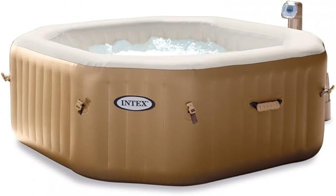Intex PureSpa SSP-20 - Jacuzzi hinchable octogonal 201x201x71 cm blanco y gris