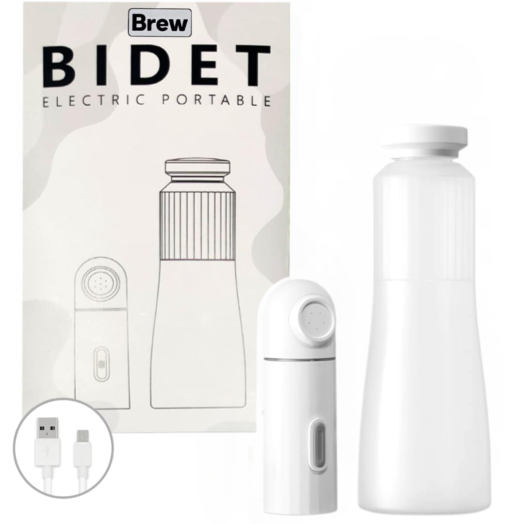 Brew Portable Bidet with 350ml Bottel For Travel and parks -Two Modes Pressure - Rechargeable Portable Shattaf - Shatafa - Premium Bidet Sprayer For Hotel, Camp, Malls,. شطاف المسافر
